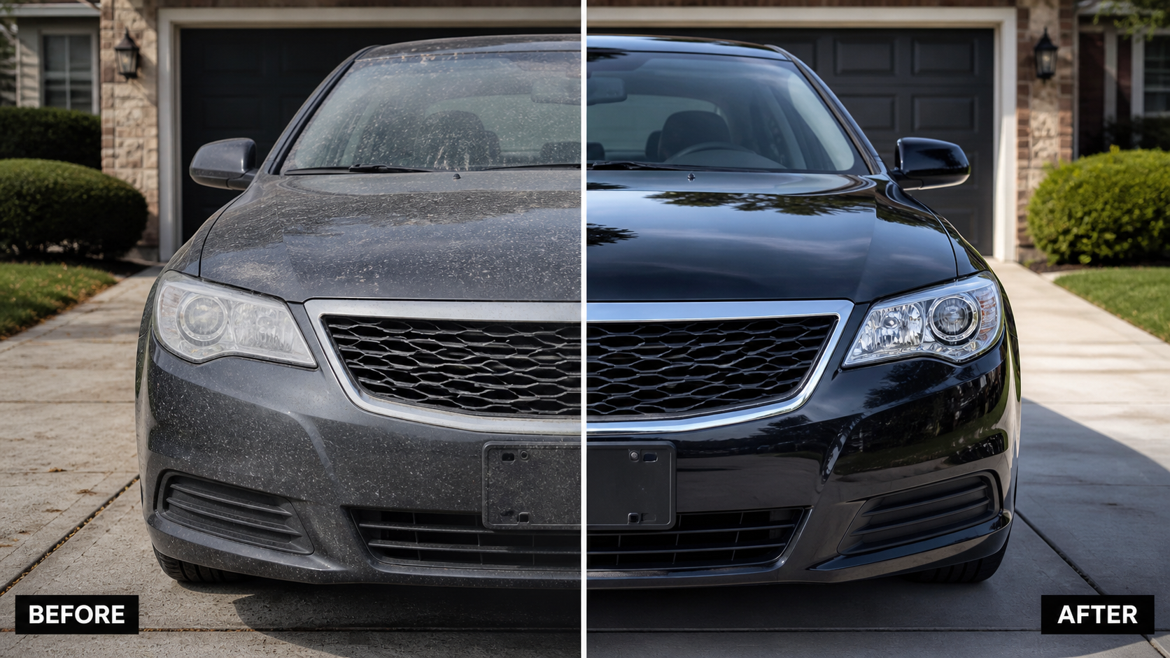 Exterior detail before and after comparison