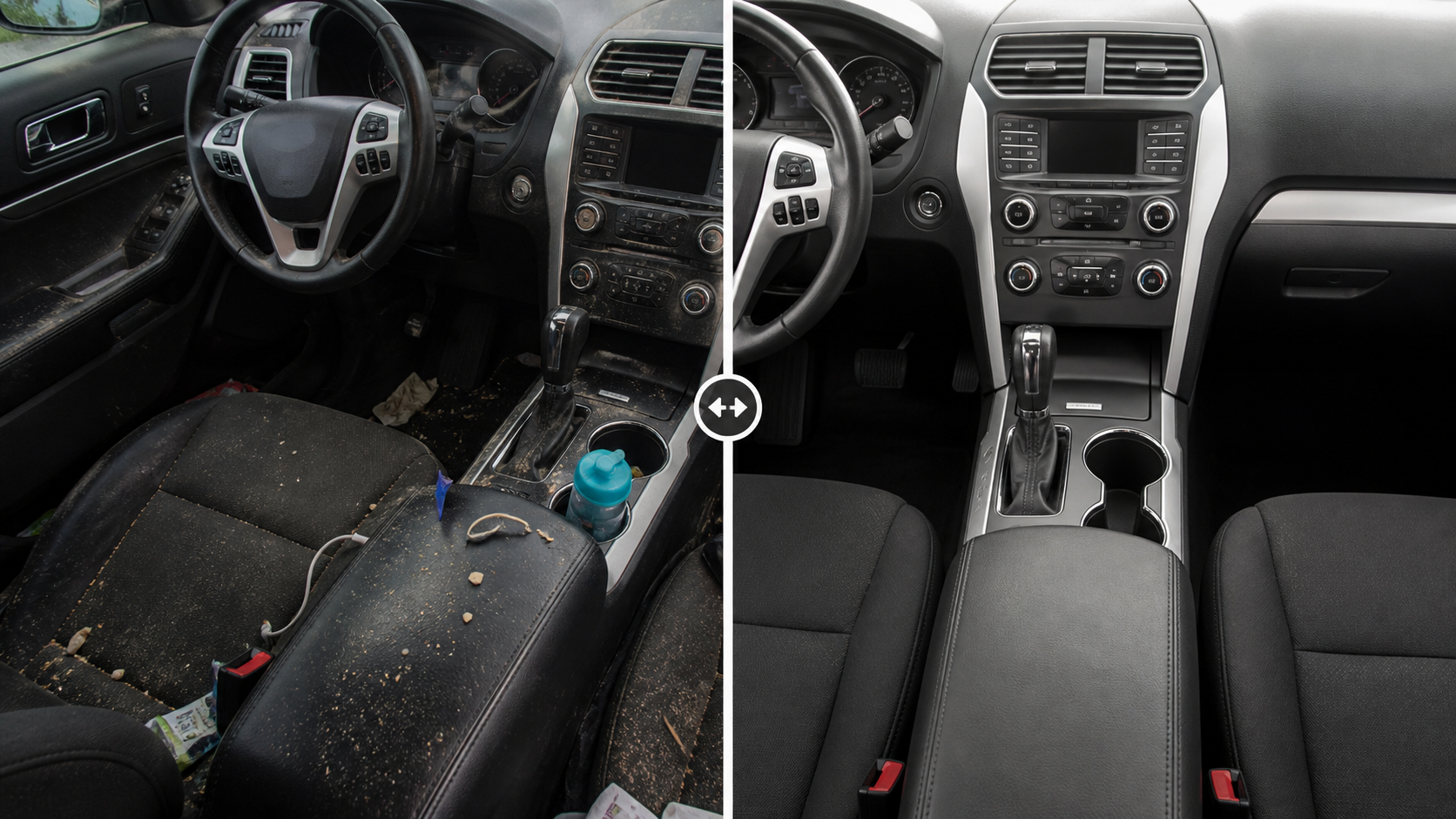 Interior detail before and after comparison